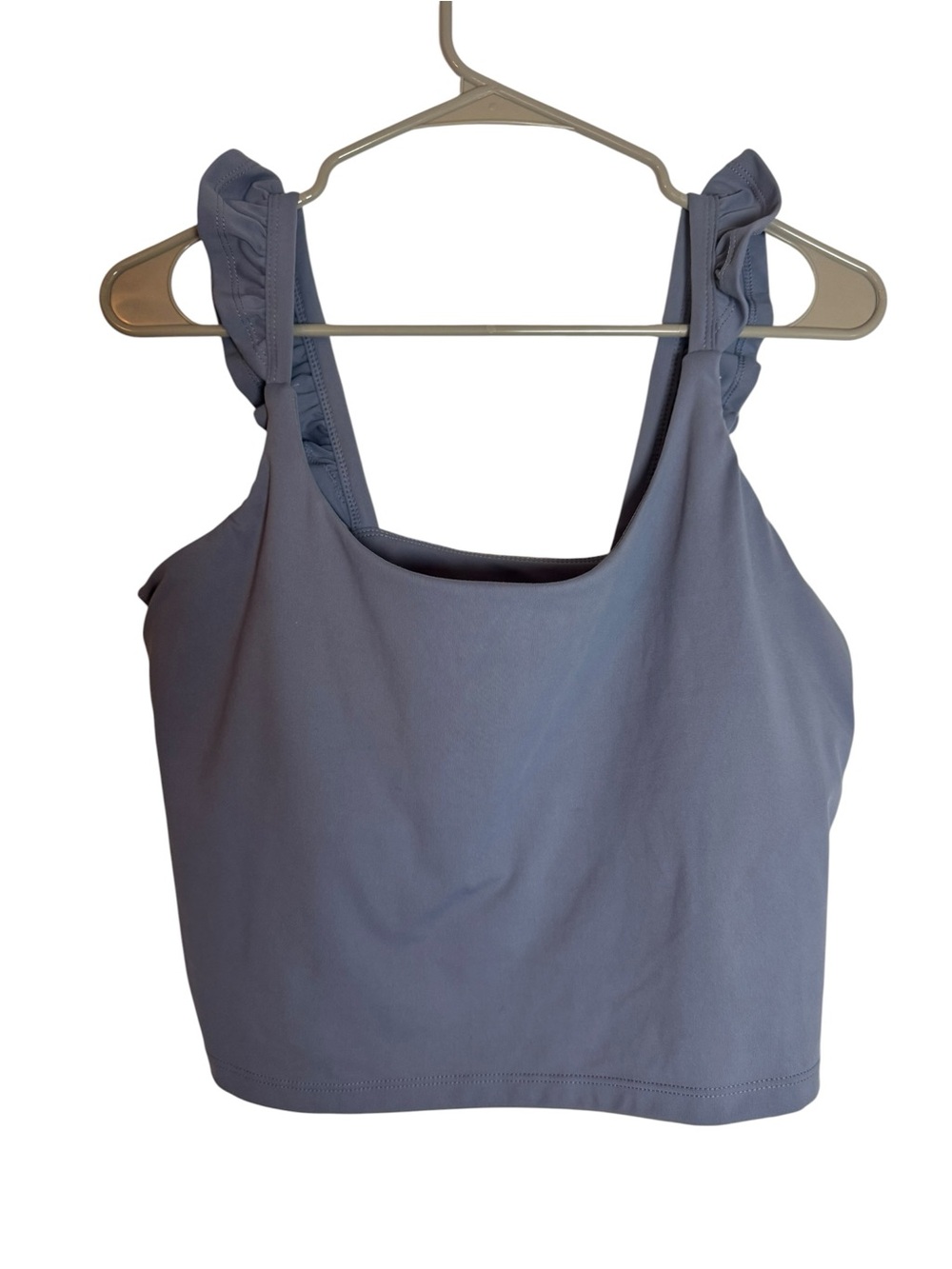 NWT Logilates Ruffle Strap Cropped XL Tank Top - Slate Blue